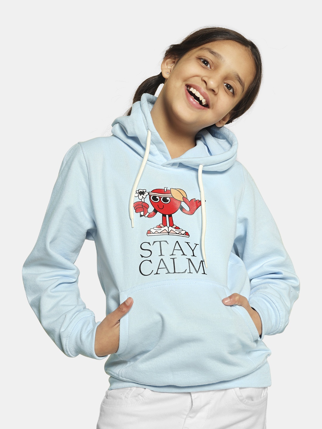 

FASHION DREAM Girls Printed Hooded Fleece Sweatshirt, Blue