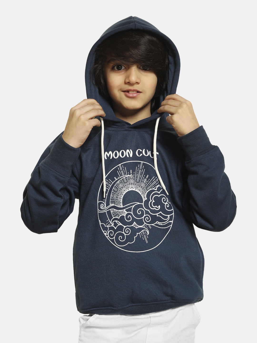 

FASHION DREAM Boys Printed Hooded Fleece Sweatshirt, Blue