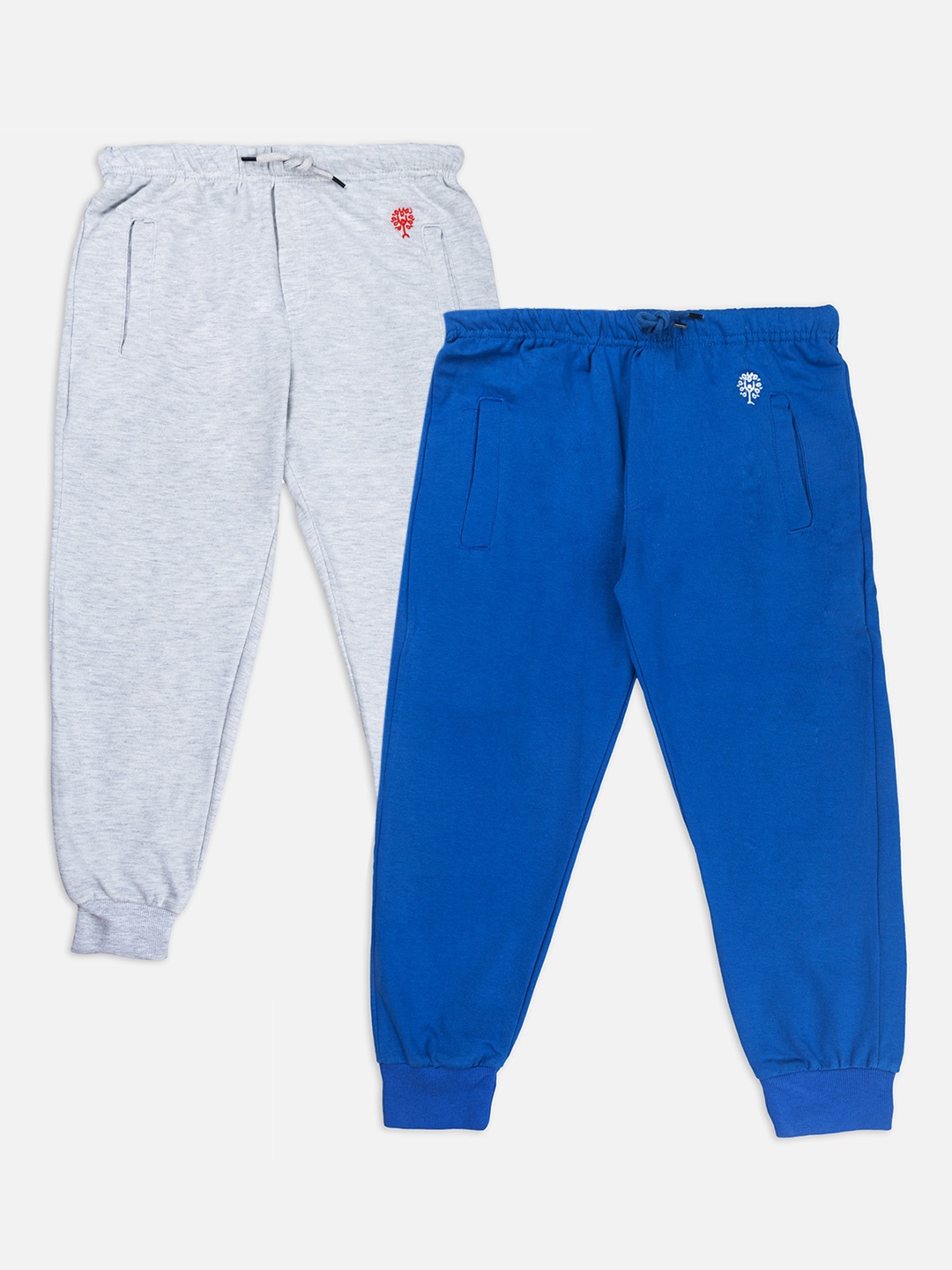 

Growing Tree Unisex Kids Cotton Set Of 2 Bio Wash Anti Microbial Jogger Lounge Pants, Grey