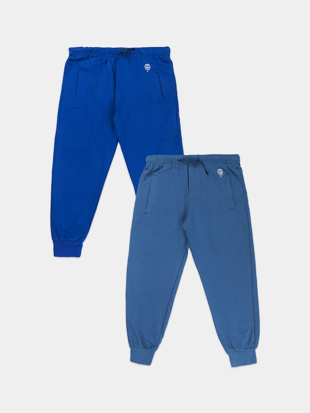 

Growing Tree Unisex Kids Cotton Set Of 2 Bio Wash Anti Microbial Jogger Lounge Pants, Blue