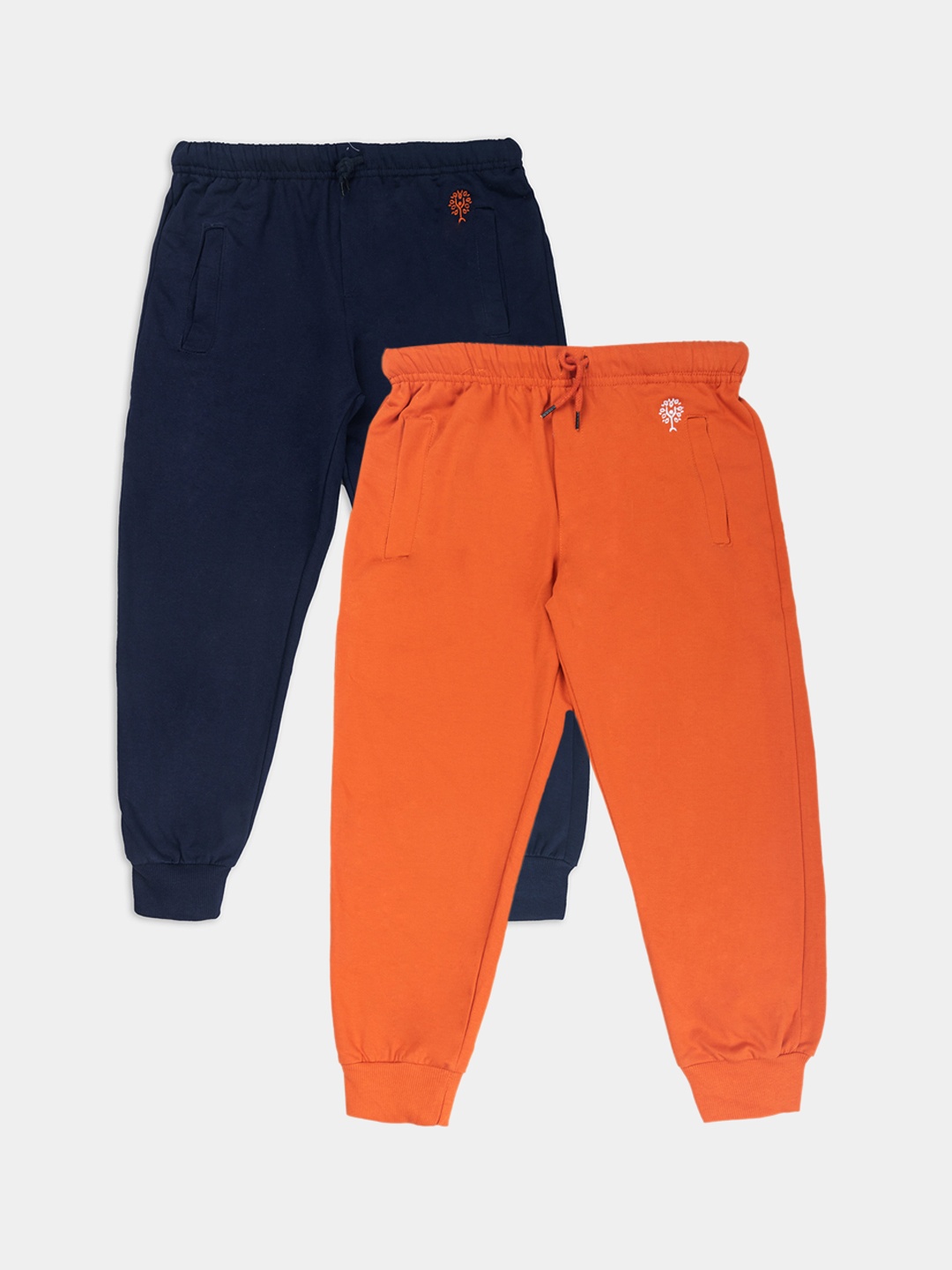 

Growing Tree Kids Cotton Set Of 2 Bio-Wash Anti Microbial Joggers, Navy blue