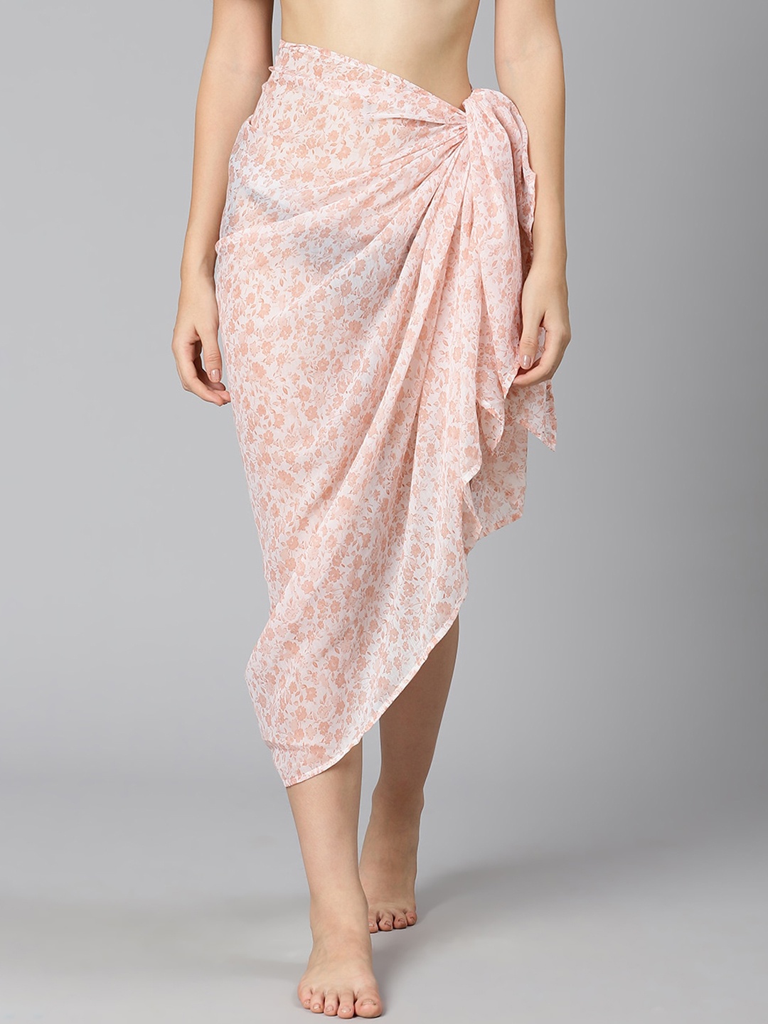 

Oxolloxo Floral Printed Beachwear Cover Up Sarong, Peach
