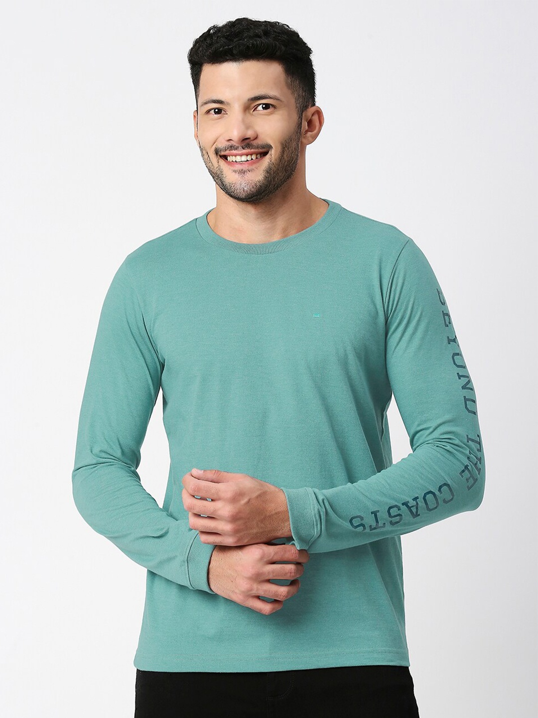 

Basics Men Cotton Slim Fit T-shirt, Green