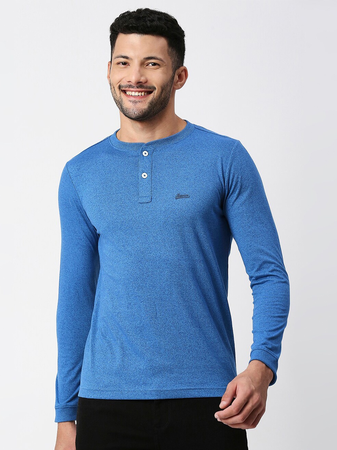 

Basics Men Cotton Slim Fit T-shirt, Blue