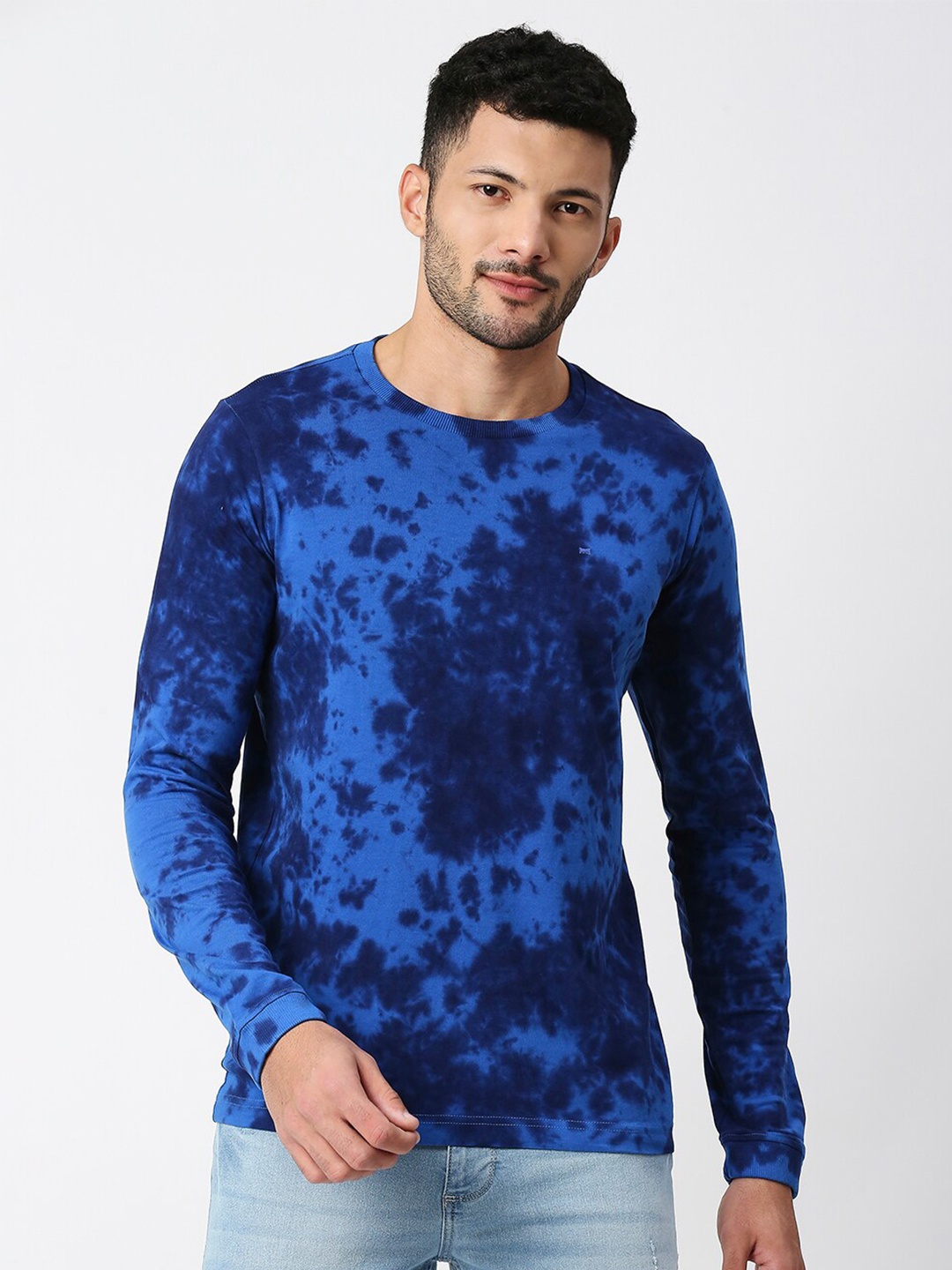 

Basics Men Dyed Pure Cotton Slim Fit T-shirt, Navy blue