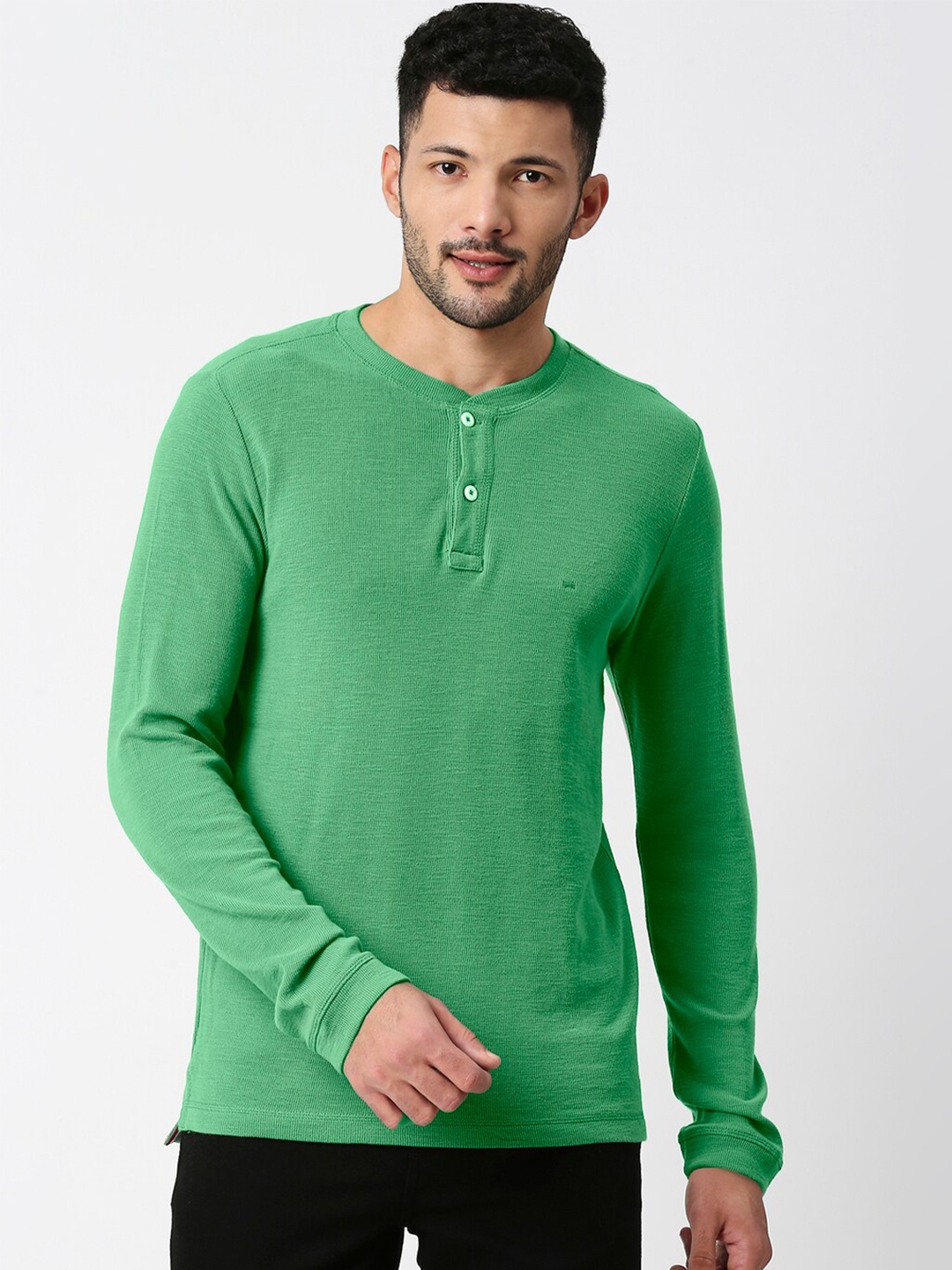 

Basics Men Cotton Slim Fit T-shirt, Green