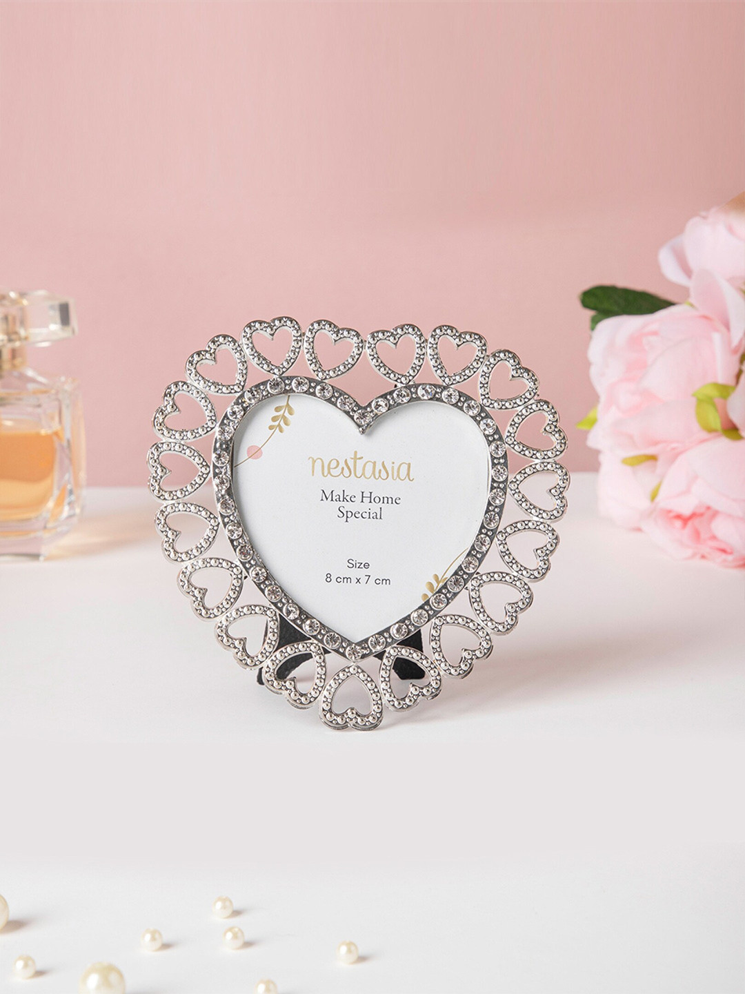 

Nestasia Silver Heart Crystal Studded Photo Frame