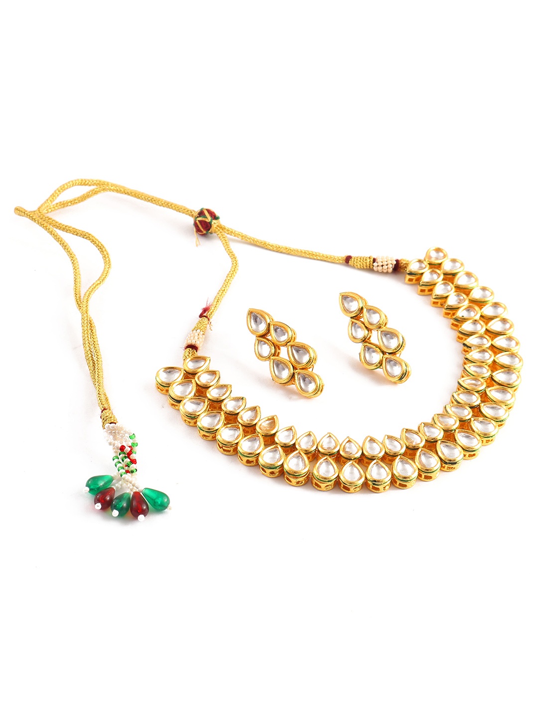 

Jewar Mandi Gold-Plated Kundan-Studded Jewellery Set, White