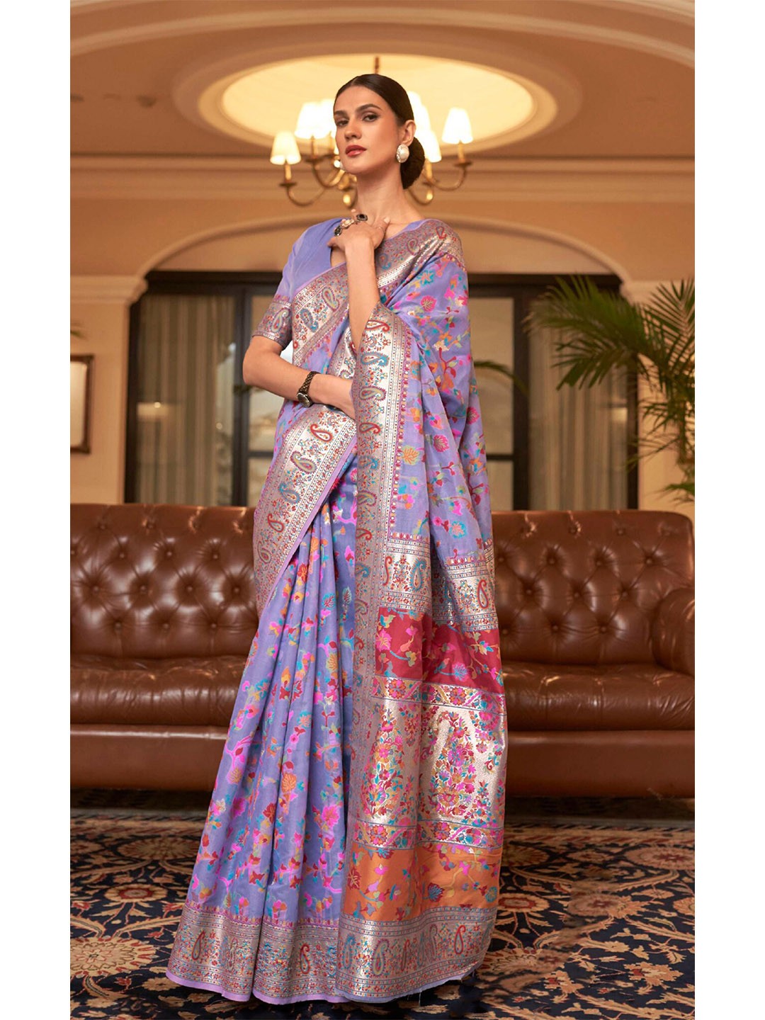 

Ekta Textiles Woven Design Zari Pure Silk Banarasi Saree, Lavender