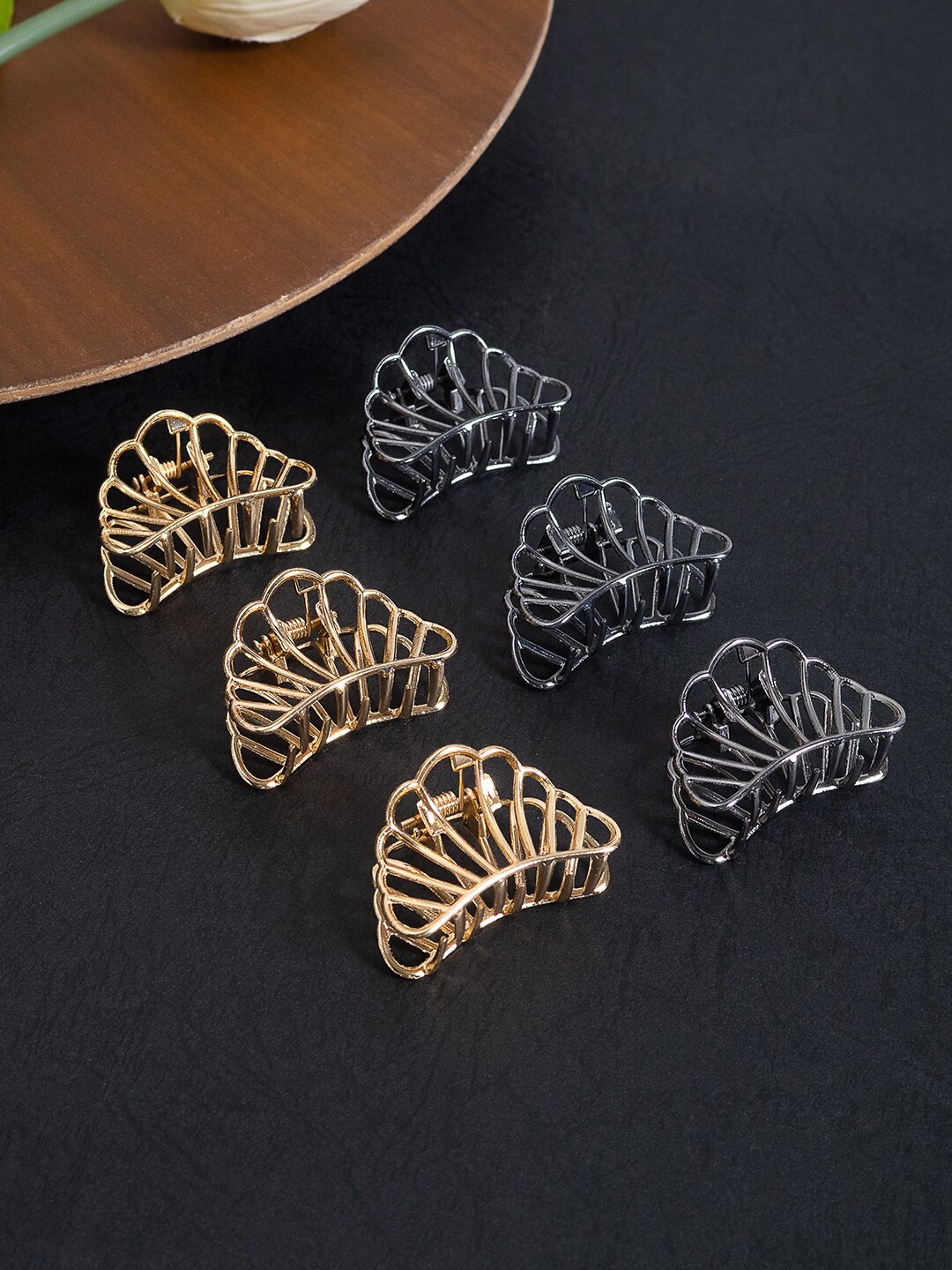 

Golden Peacock Women Set of 6 Claw Clips, Gold