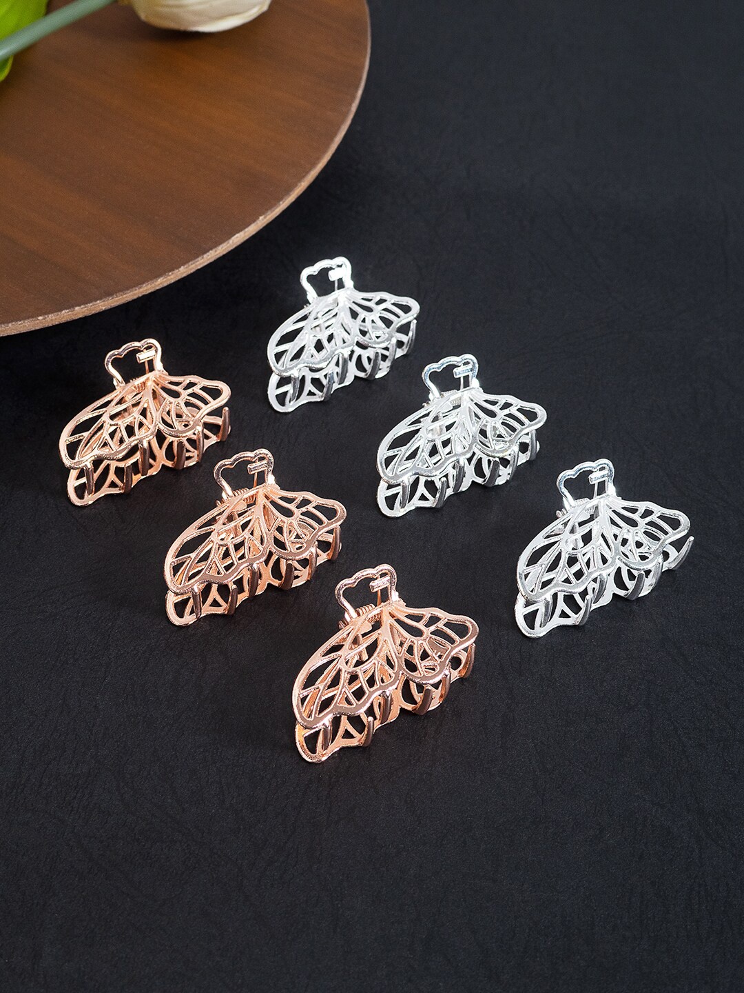

Golden Peacock Women Set of 6 Claw Clips, Silver