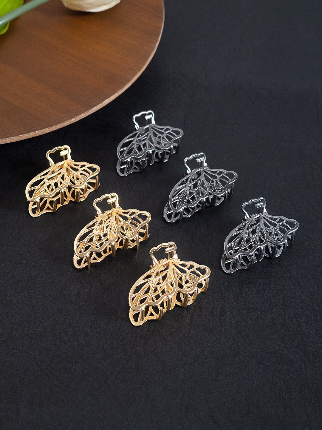 

Golden Peacock Women Set of 6 Metal Claw Clips, Gold