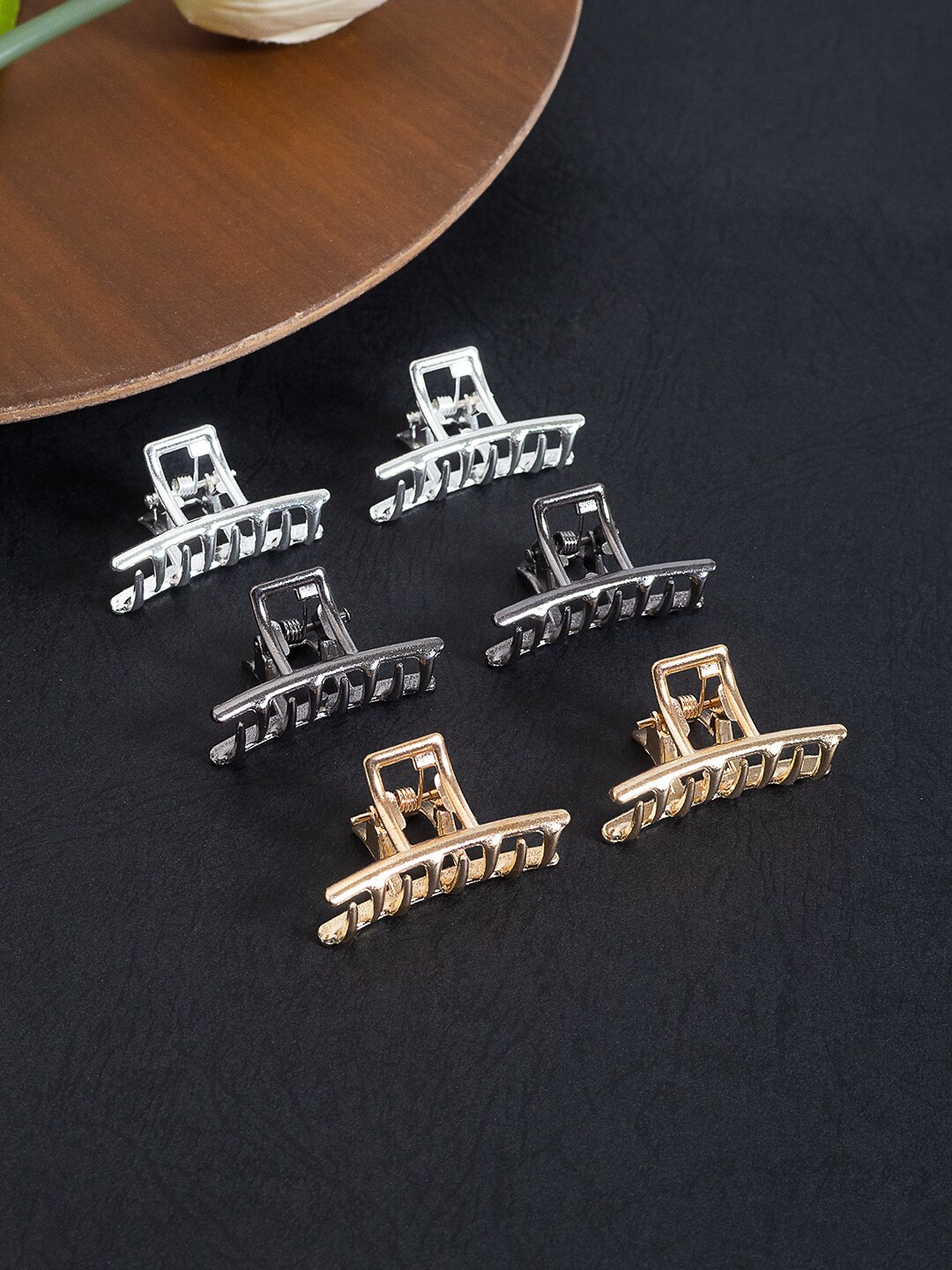 

Golden Peacock Women Set of 6 Metal Claw Clips, Gold