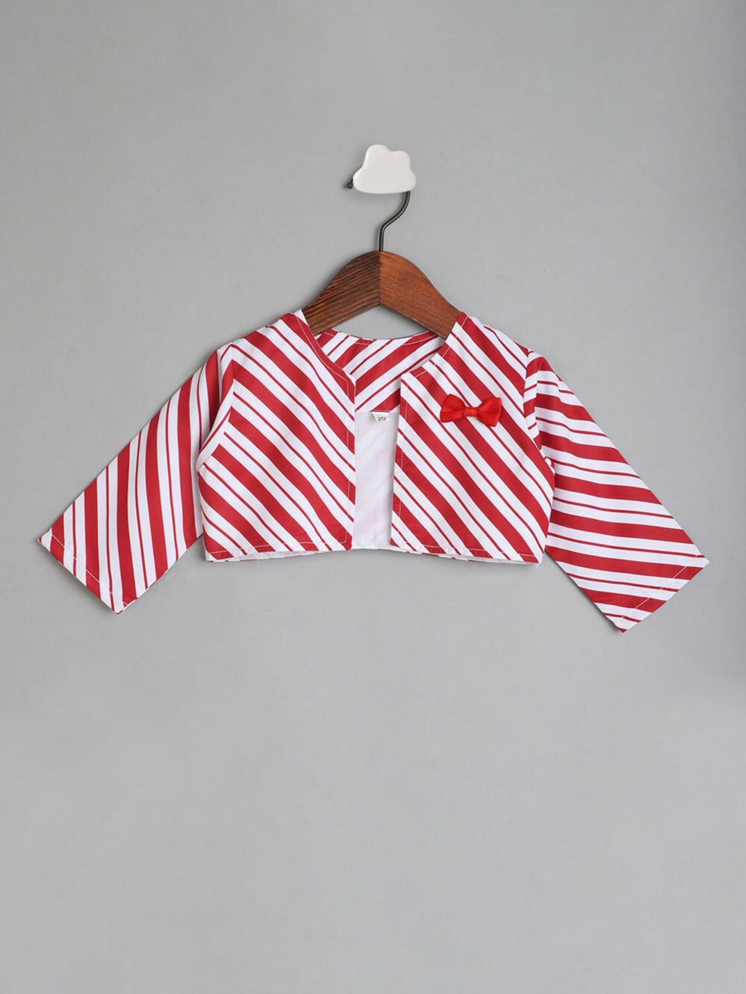 

The Magic Wand Girls Striped Open Front Crop Shrug, White