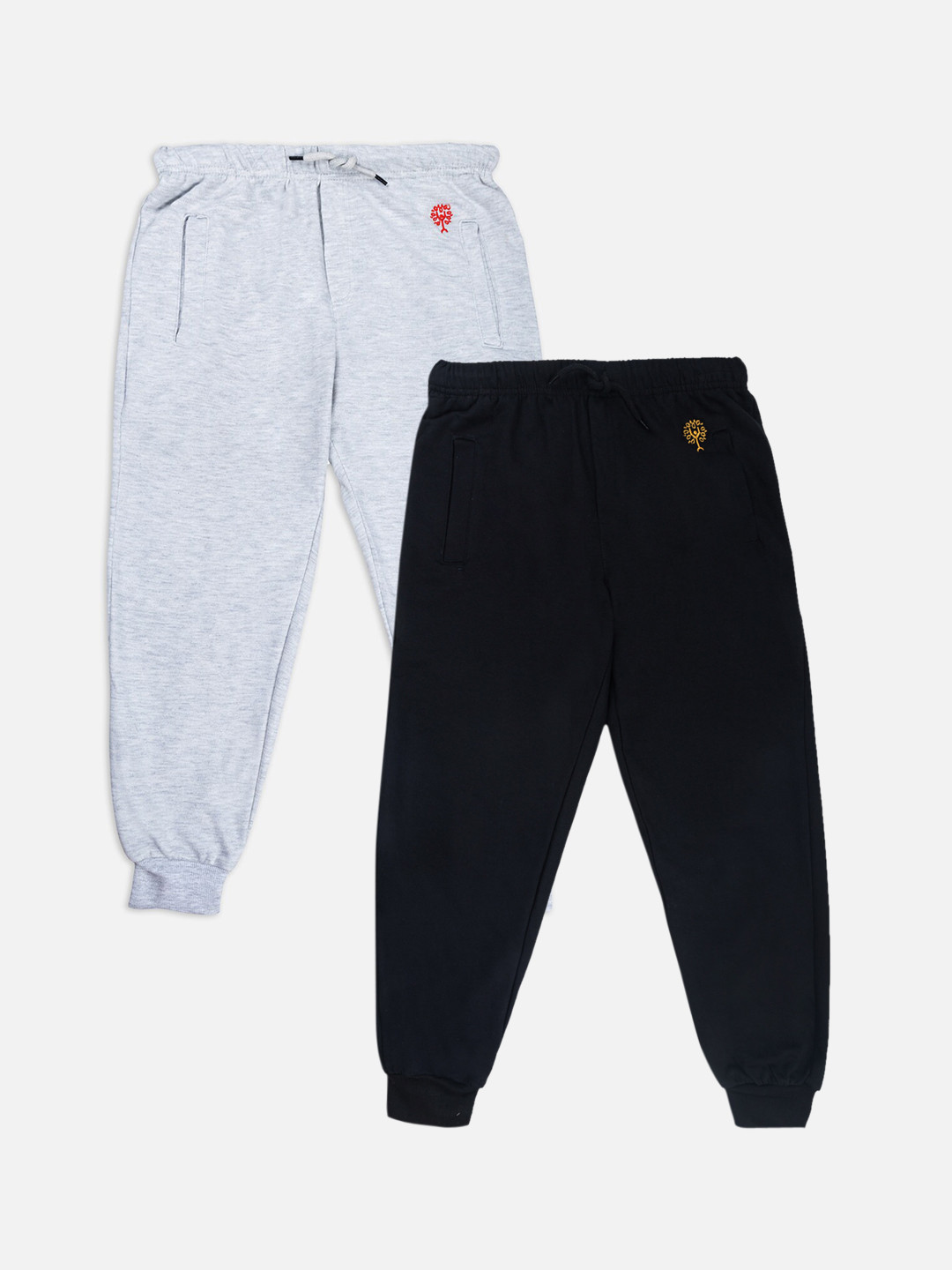 

Growing Tree Kids Cotton Set Of 2 Bio-Wash Anti Microbial Joggers, Black