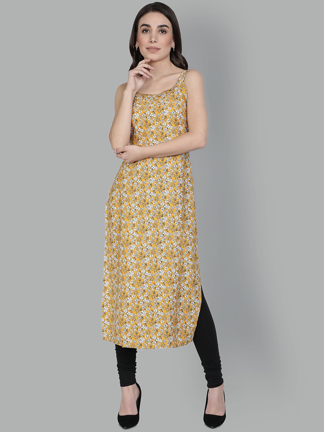 

ISAM Women Floral Printed Kurta, Yellow