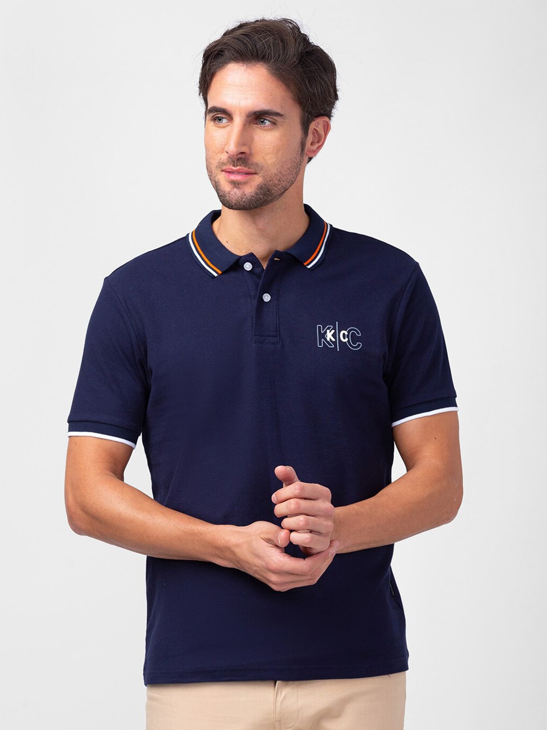 

Kenneth Cole Men Polo Collar Slim Fit Cotton T-shirt, Blue