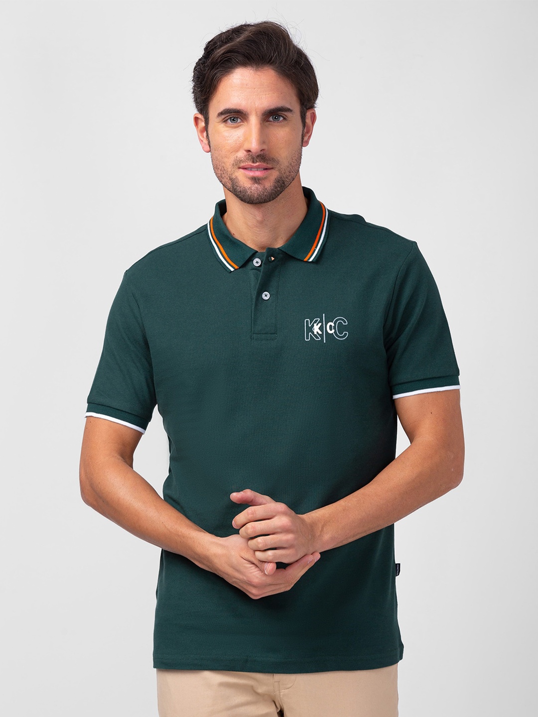 

Kenneth Cole Men Polo Collar Slim Fit Cotton T-shirt, Green