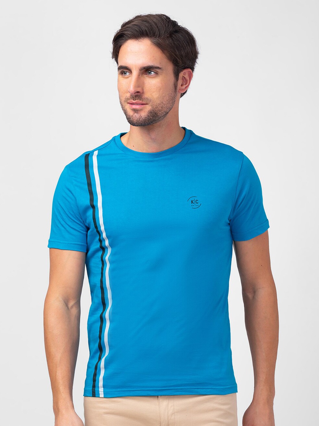 

Kenneth Cole Men Striped Slim Fit Cotton T-shirt, Blue