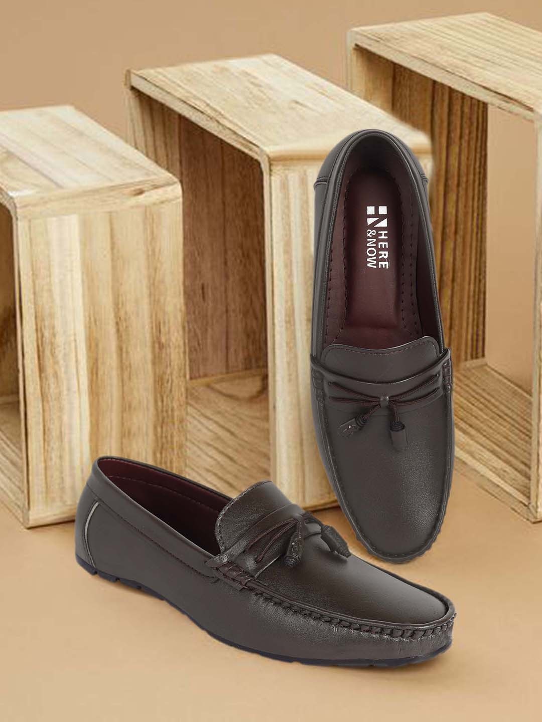 

HERE&NOW Men Padded Lightweight Loafers, Brown