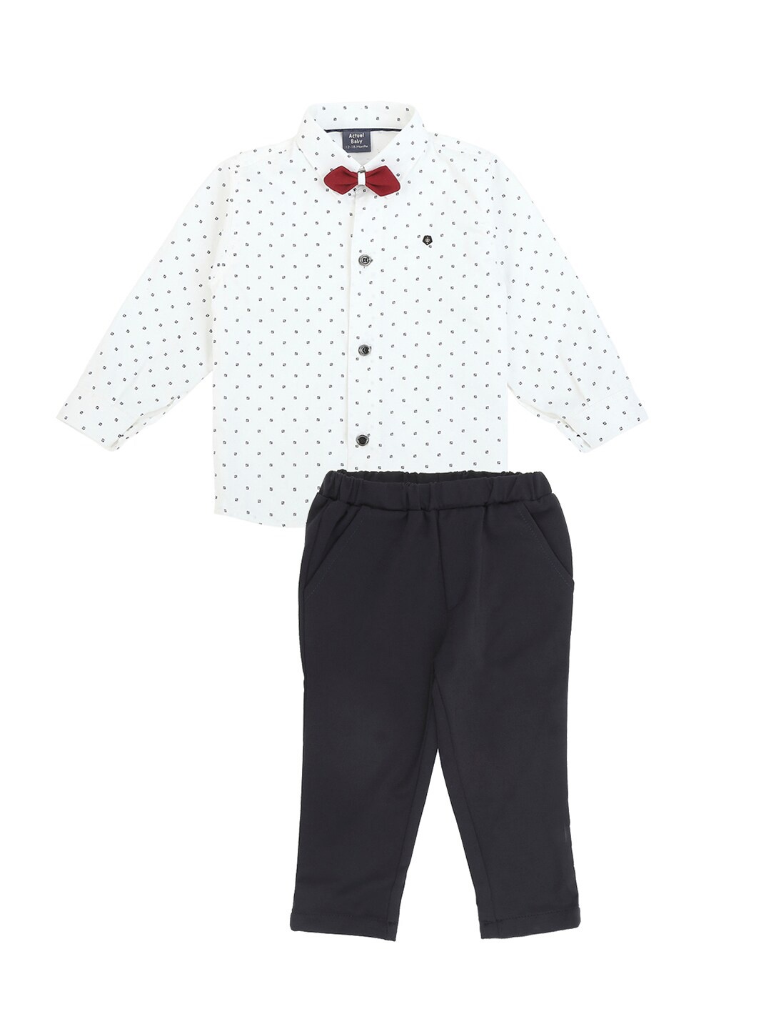 

Actuel Boys Printed Shirt with Trousers, White