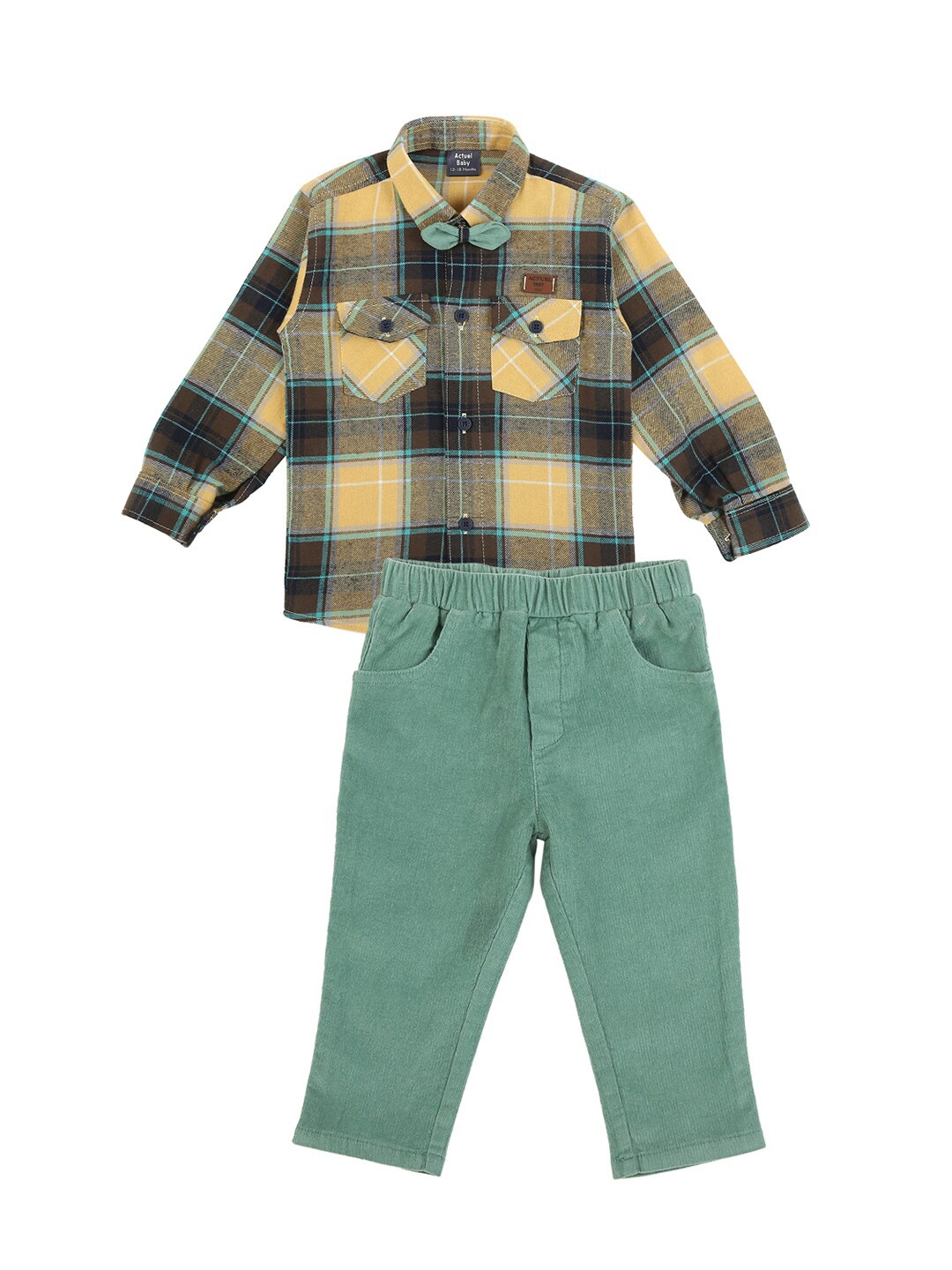 

Actuel Boys Checked Shirt with Trousers, Yellow