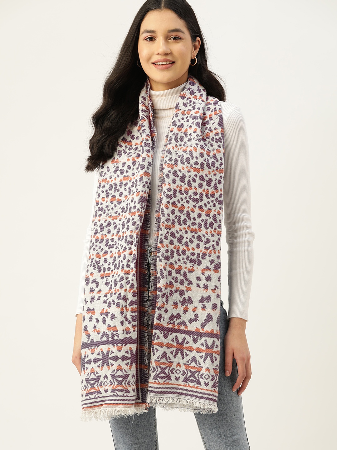 

DressBerry Women Self Design Wool Acrylic Scarf, White