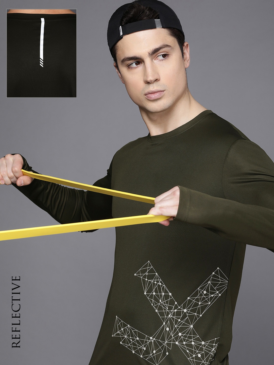 

WROGN ACTIVE Men Dry Pro Brand Logo Printed Slim Fit T-shirt, Olive