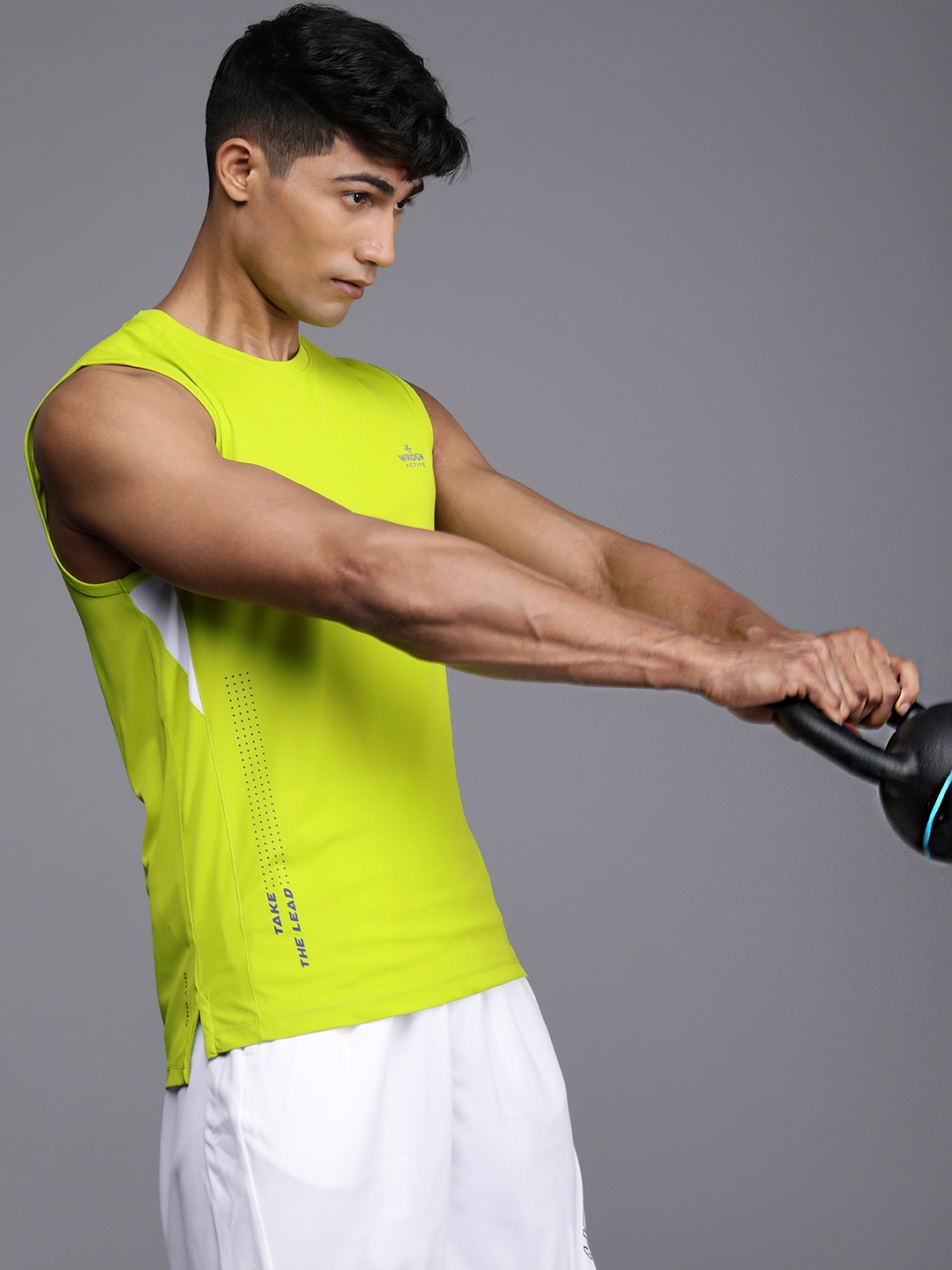 

WROGN ACTIVE Typography Printed Dry-Pro Slim Fit T-shirt, Yellow