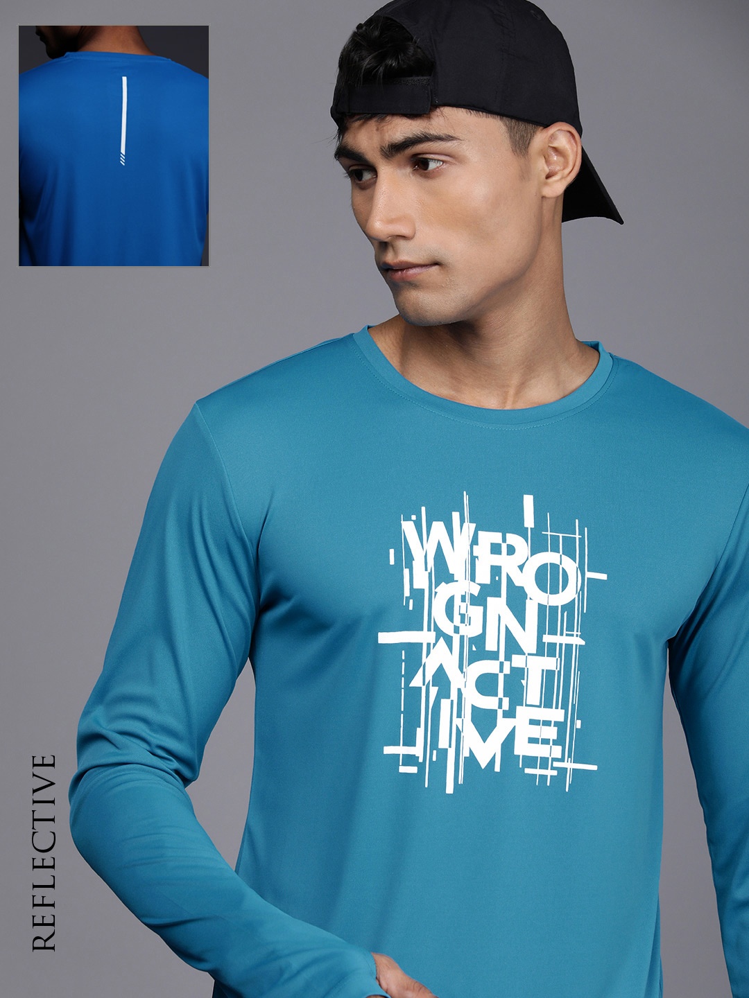 

WROGN ACTIVE Typography Printed Dry-Pro & Reflective Slim Fit T-shirt, Blue