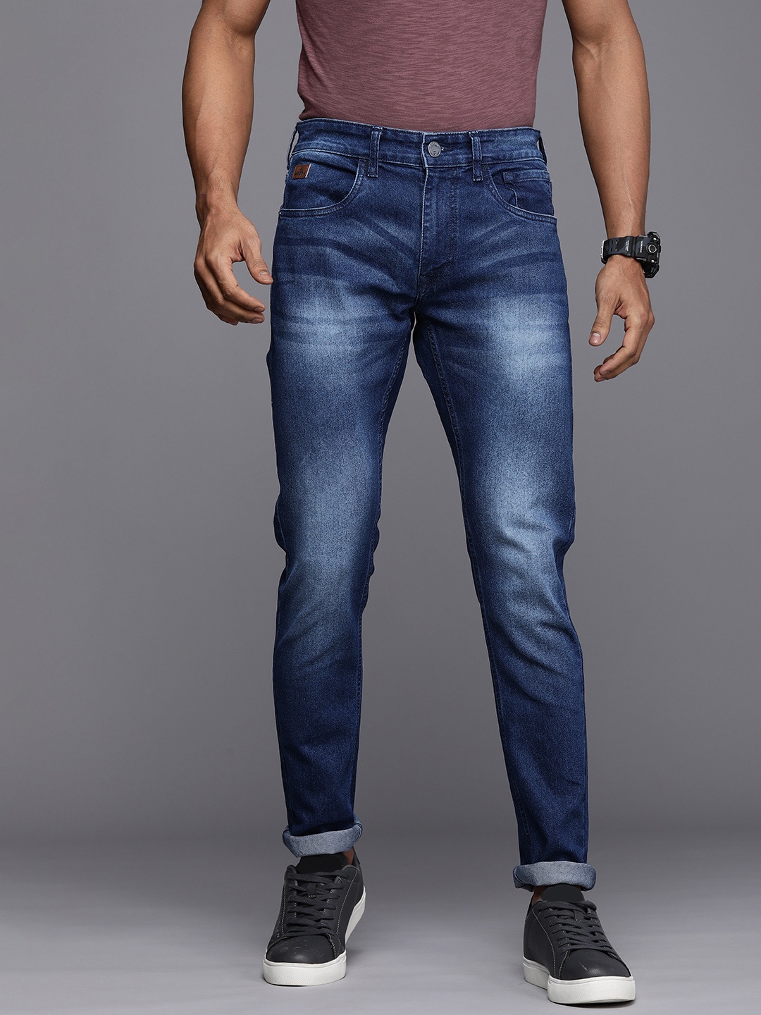 

WROGN Men Slim Fit Heavy Fade Stretchable Jeans, Blue