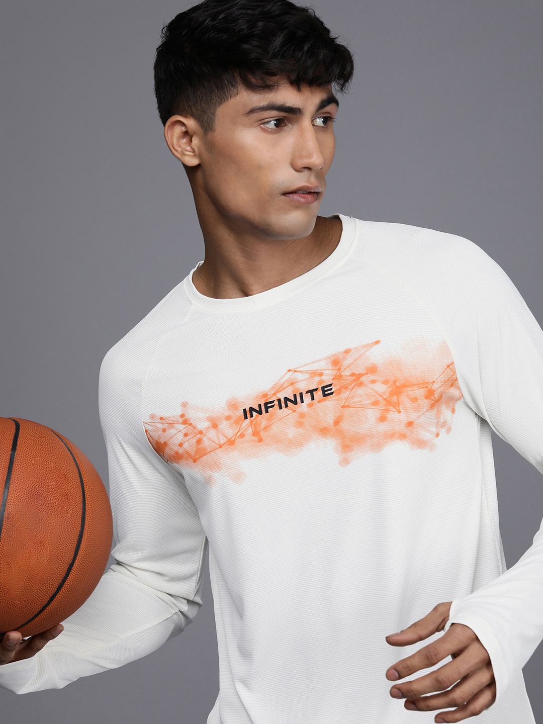 

WROGN ACTIVE Printed Dry Pro Technology Slim Fit Sports T-shirt, White