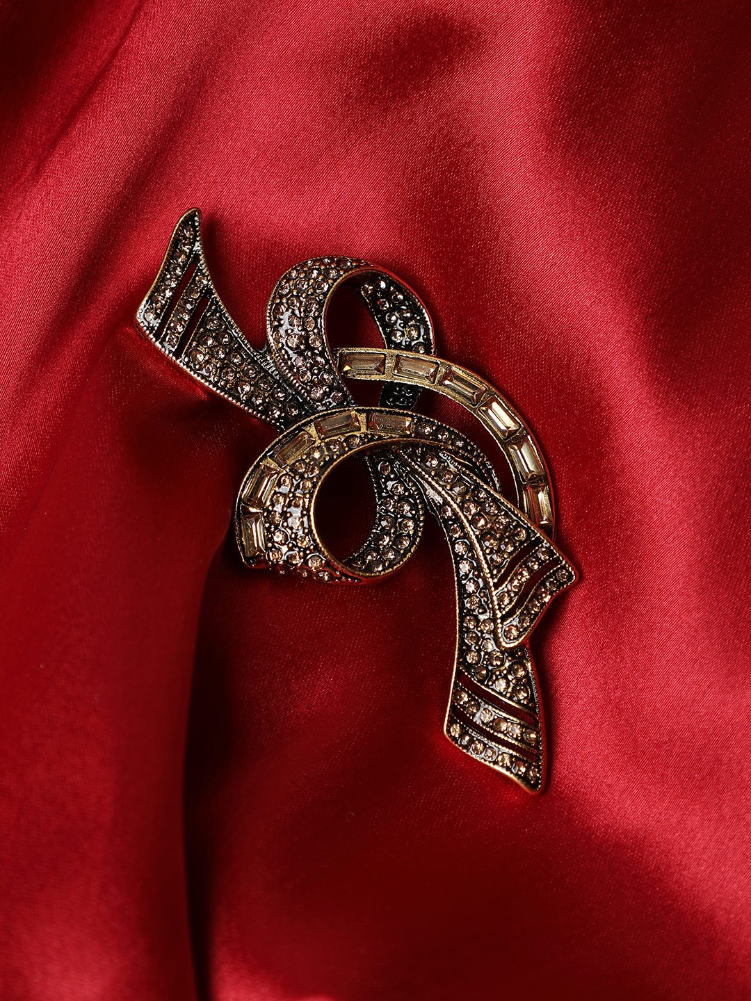 

Alvaro Castagnino Men Stone Studded Brooch, Gold
