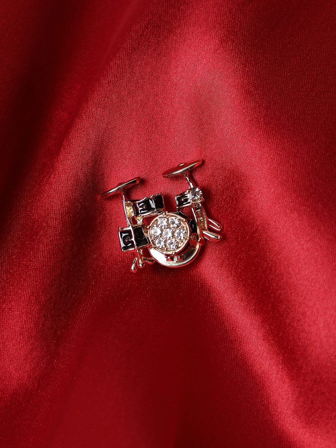 

Alvaro Castagnino Men Gold-Plated Stone Studded Drum Brooch