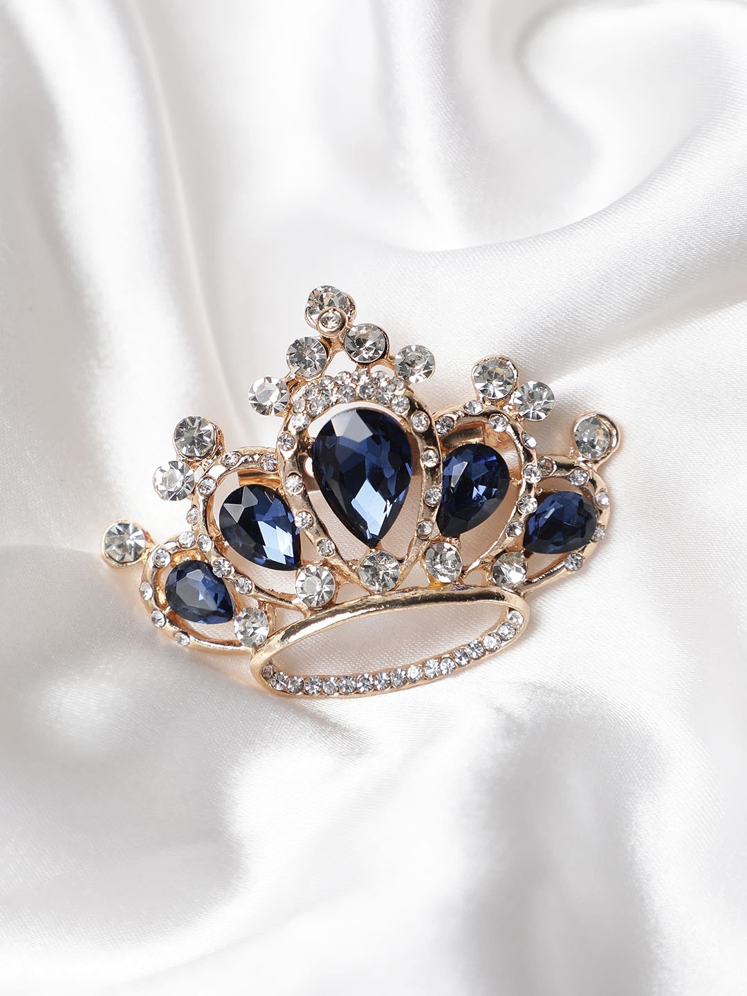 

Alvaro Castagnino Men Stone Studded Crown Brooch, Gold