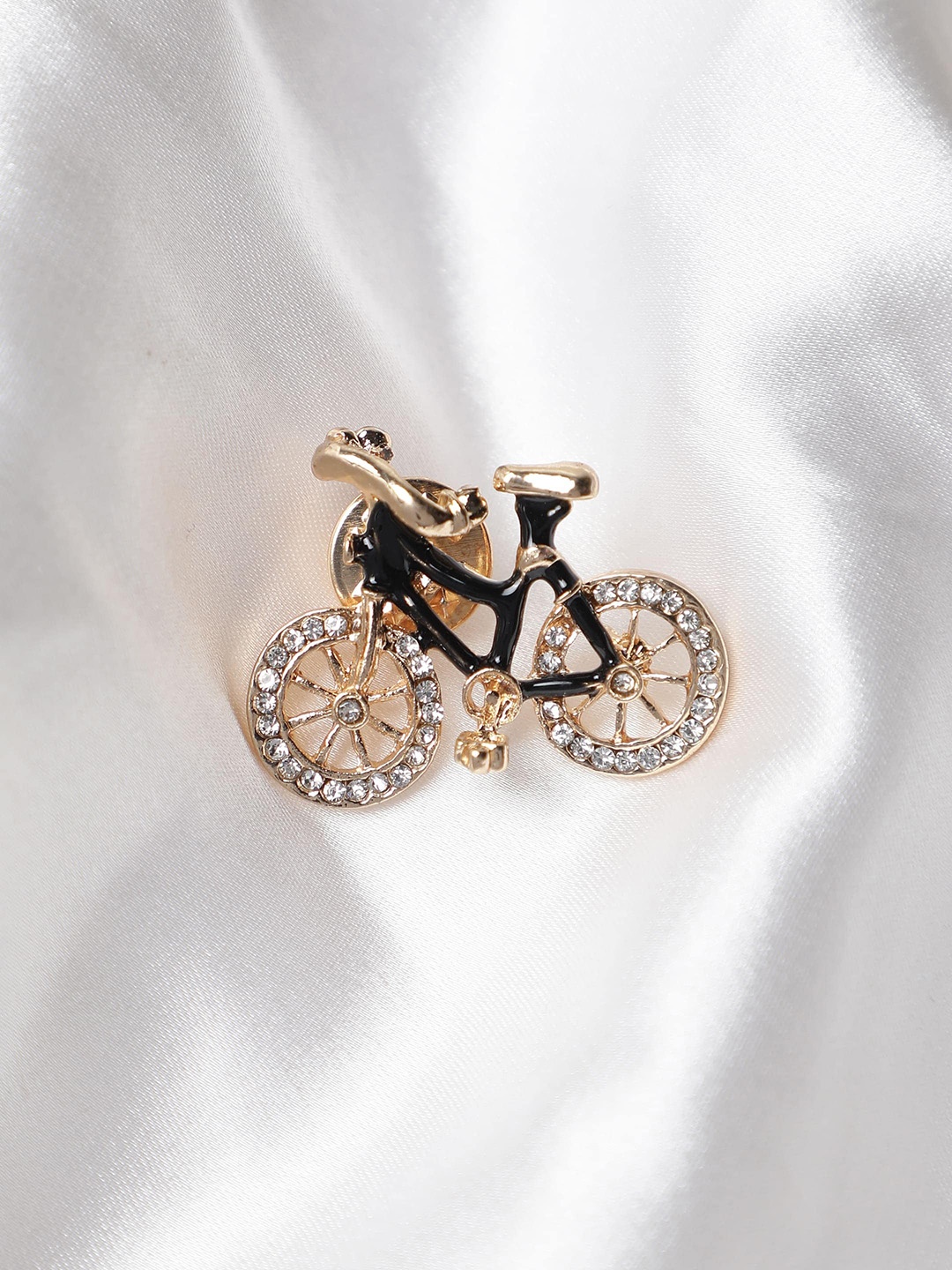 

Alvaro Castagnino Men Artificial Stones-Studded Bicycle Shaped Stone Studded Brooch, Rose gold