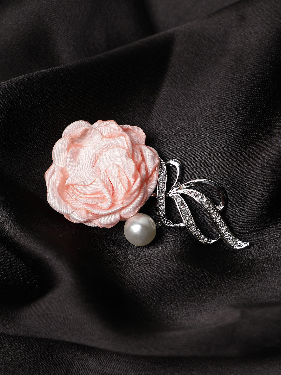 

Alvaro Castagnino Men Stone Studded Floral Brooch, Steel