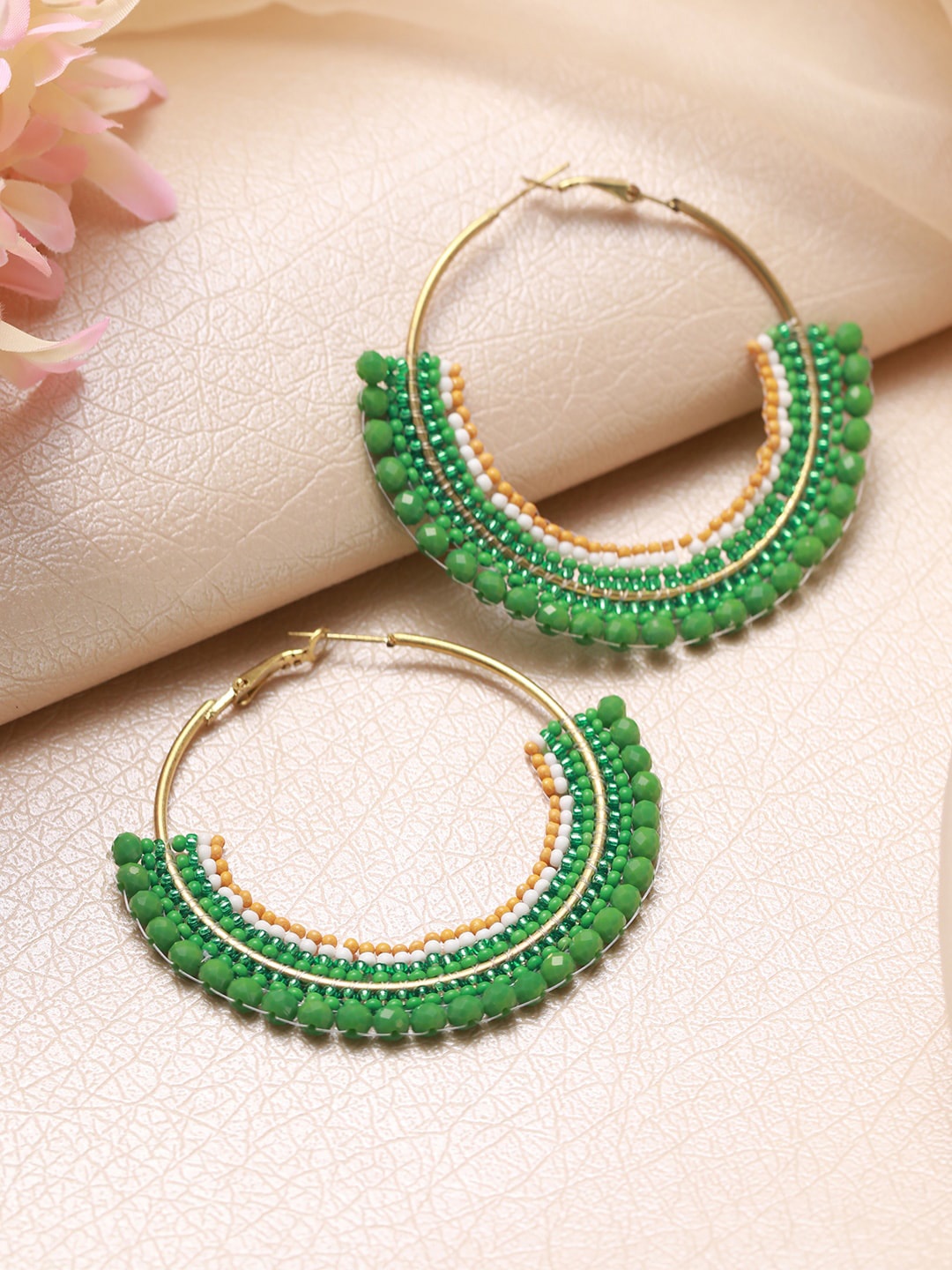 

Jazz and Sizzle Circular Hoop Earrings, Green