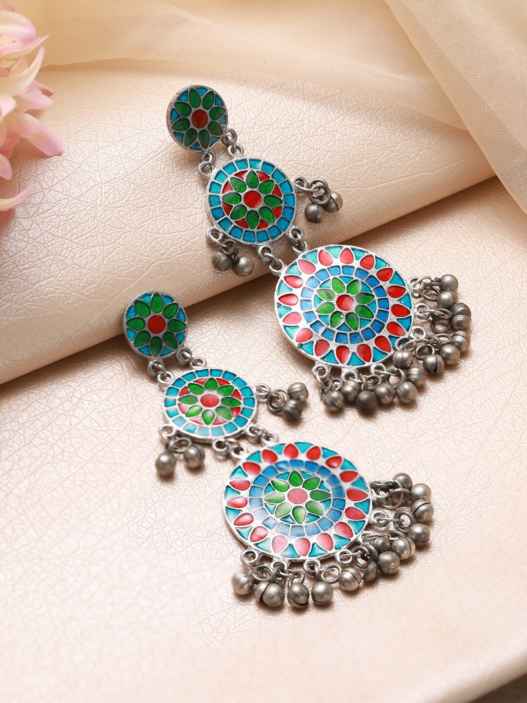 

Jazz and Sizzle Circular Drop Earrings, Silver