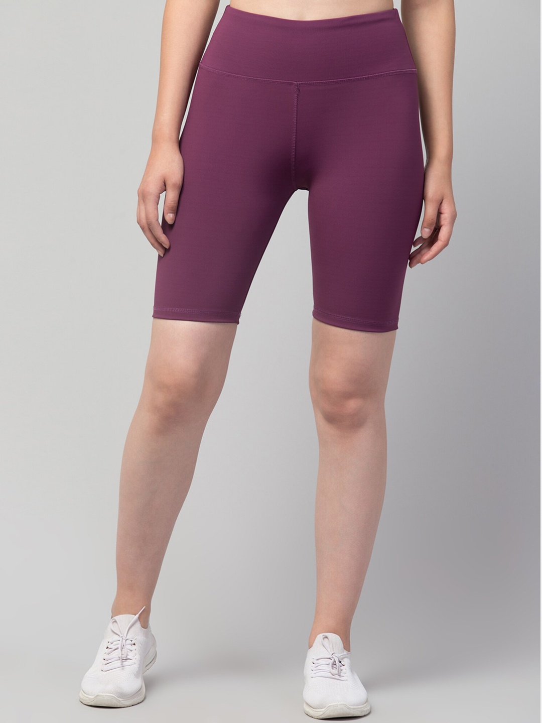 

Apraa & Parma Women Skinny Fit High-Rise Cycling Sports Shorts, Purple