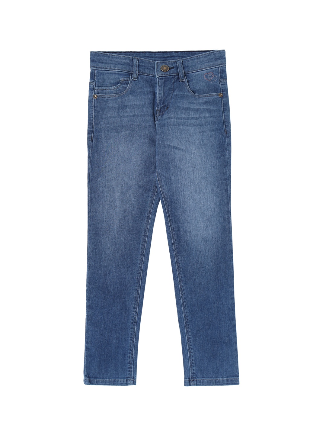 

Cantabil Girls Slim Fit Light Fade Cotton Stretchable Jeans, Blue