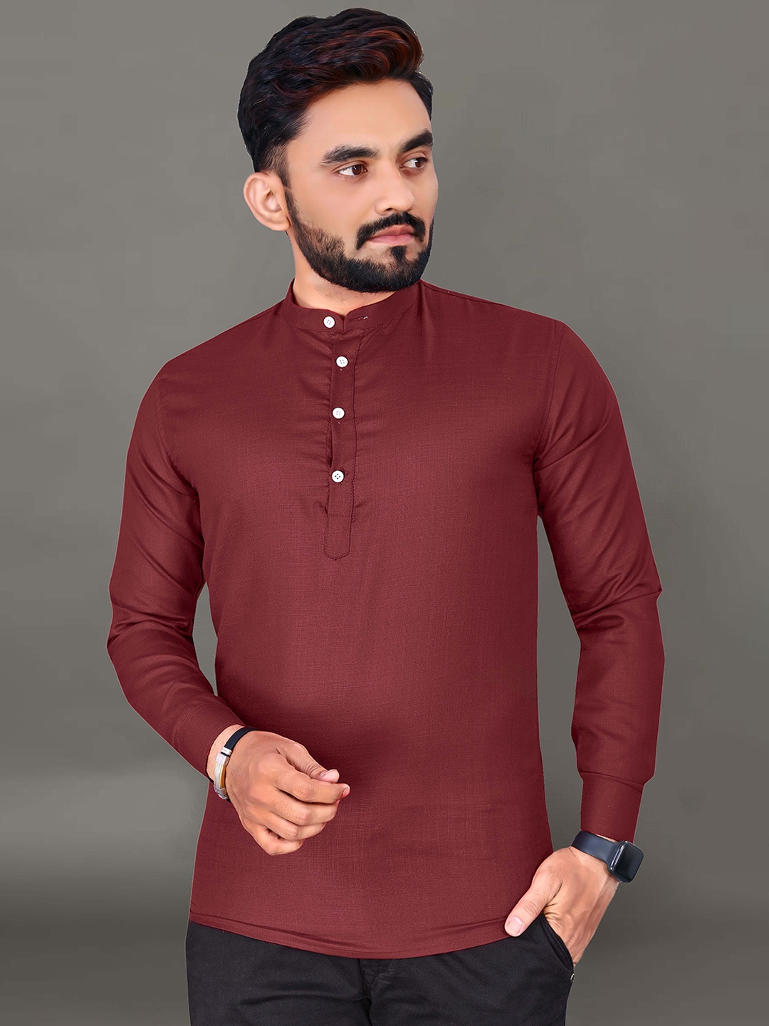 

Ekta Textiles Men Cotton Khadi Handloom Kurta, Maroon