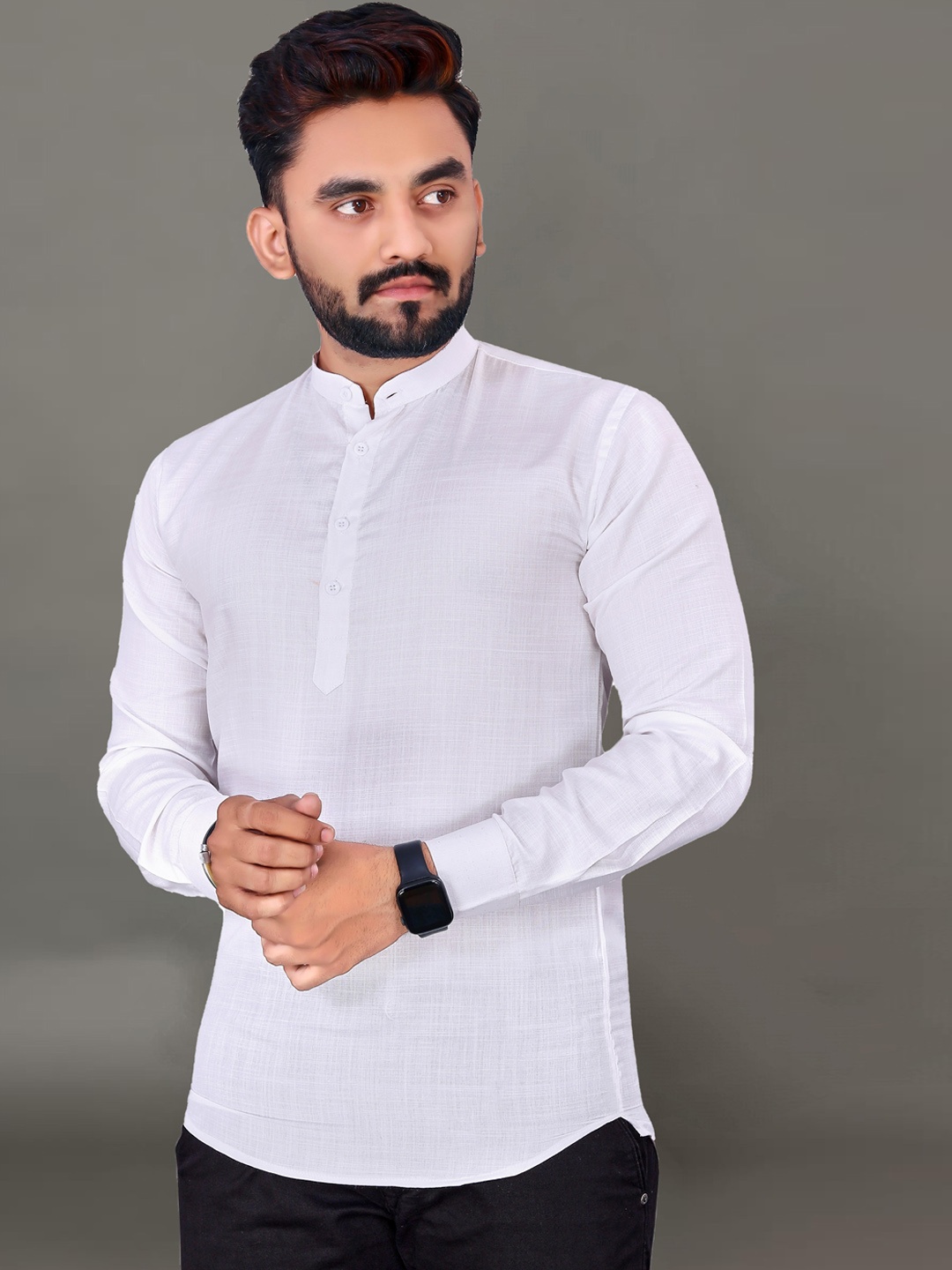 

Ekta Textiles Men Cotton Khadi Handloom Kurta, White