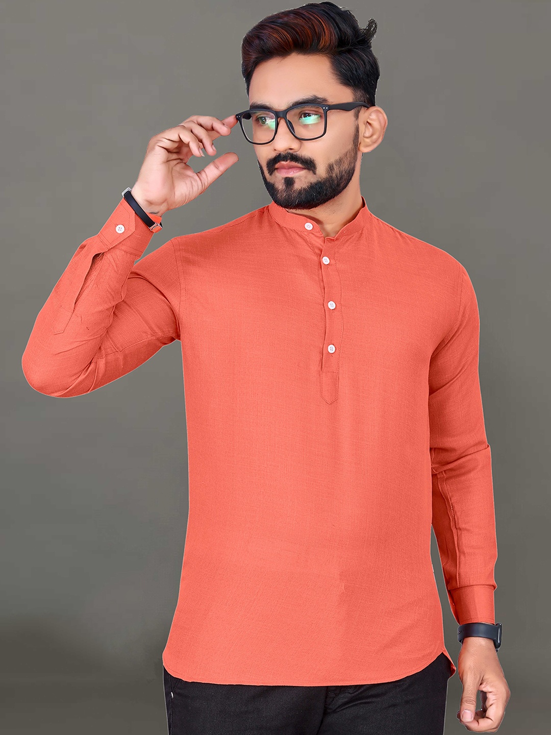 

Ekta Textiles Men Cotton Khadi Handloom Kurta, Peach