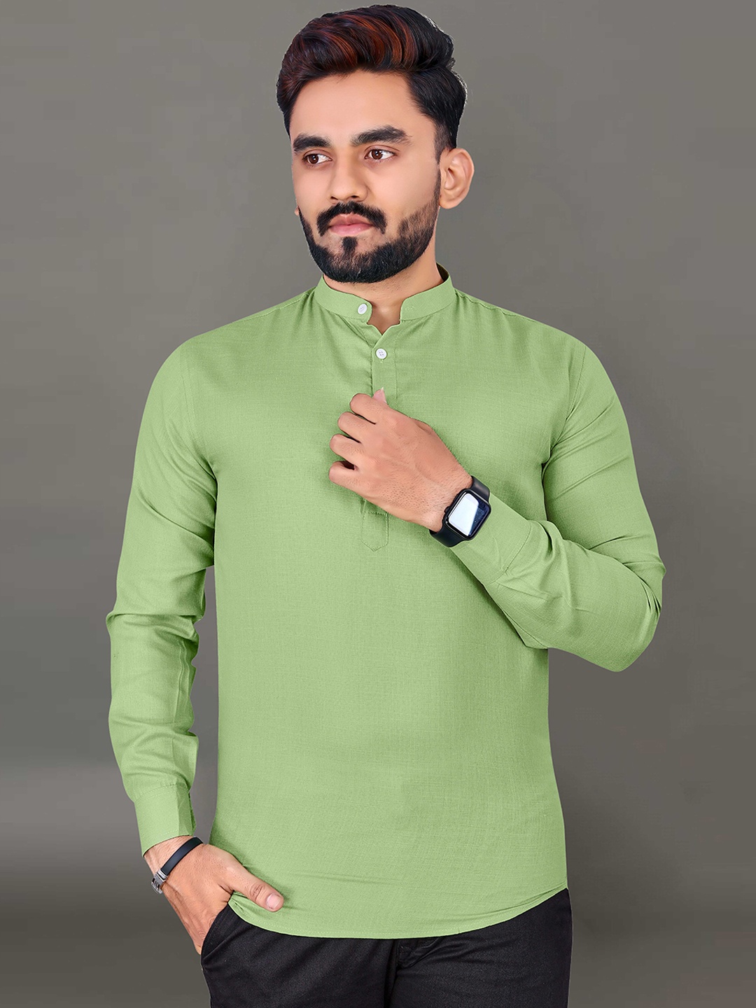 

Ekta Textiles Men Cotton Khadi Handloom Kurta, Green