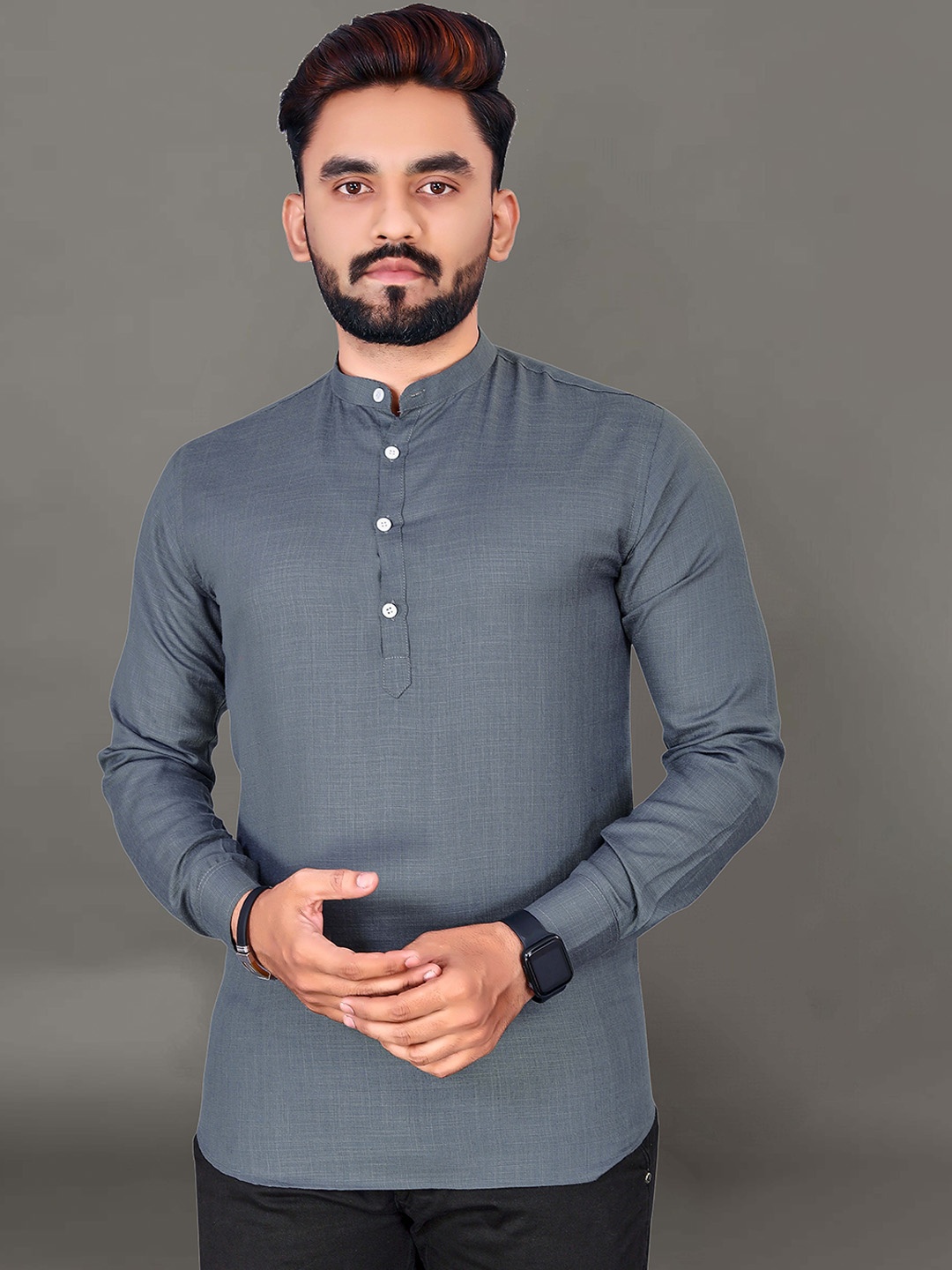 

Ekta Textiles Men Cotton Khadi Handloom Kurta, Grey