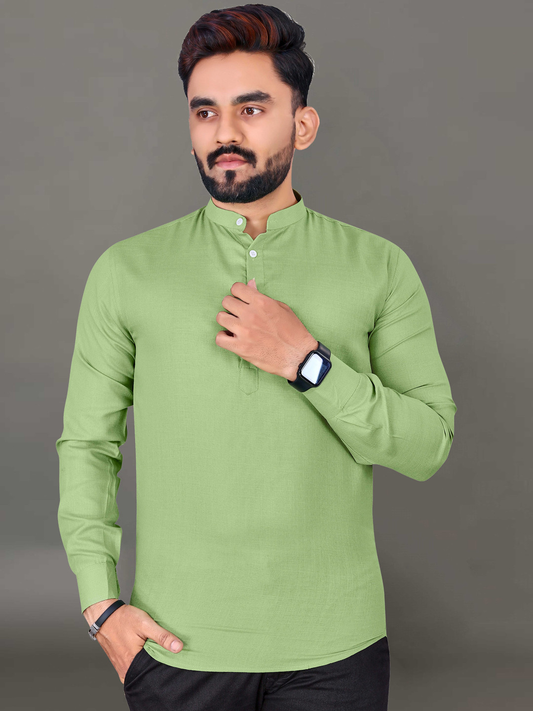

Ekta Textiles Men Cotton Khadi Handloom Kurta, Green