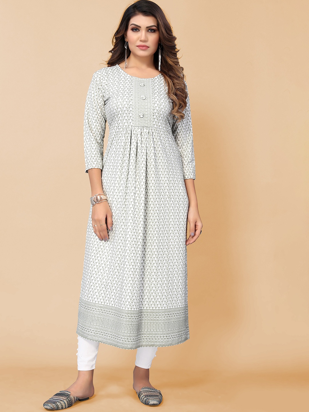 

KALINI Women Blue Ethnic Motifs Printed A-Line Empire Kurta