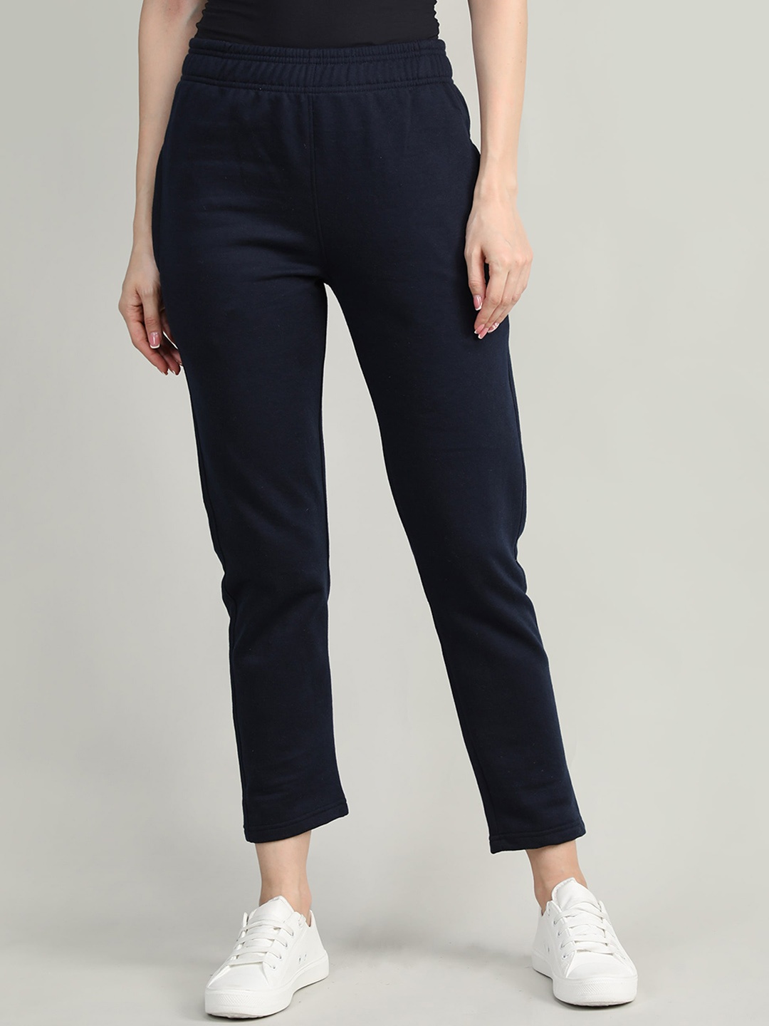 

CHKOKKO Women Gym Wear Fleece Track Pants, Navy blue