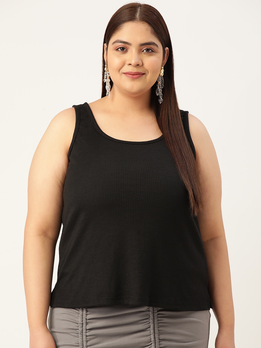 

theRebelinme Plus Size Women Pure Cotton Camisole, Black